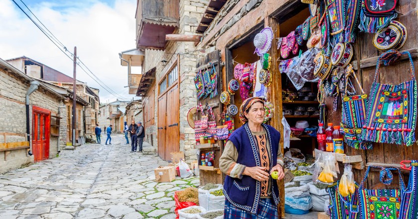 Colourful souvenirs shop in a village